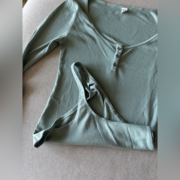 BP Blue Henley Style Bodysuit - Picture 3 of 4